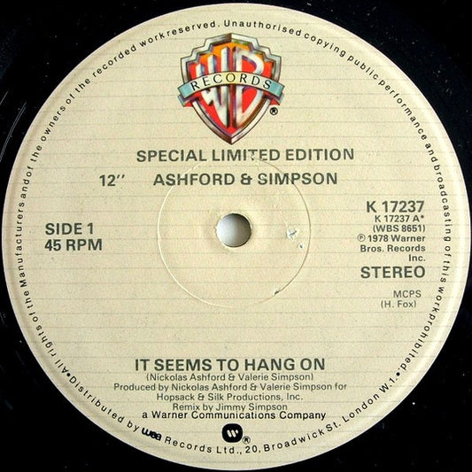 Ashford & Simpson : It Seems To Hang On (12", Single, Ltd)