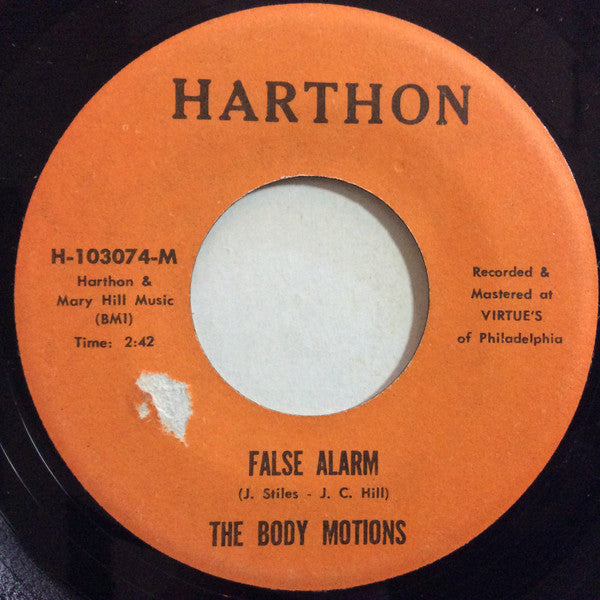 The Body Motions : Puttin' You On / False Alarm (7", Single, Ora)