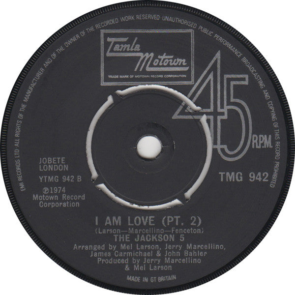 The Jackson 5 : I Am Love (7")