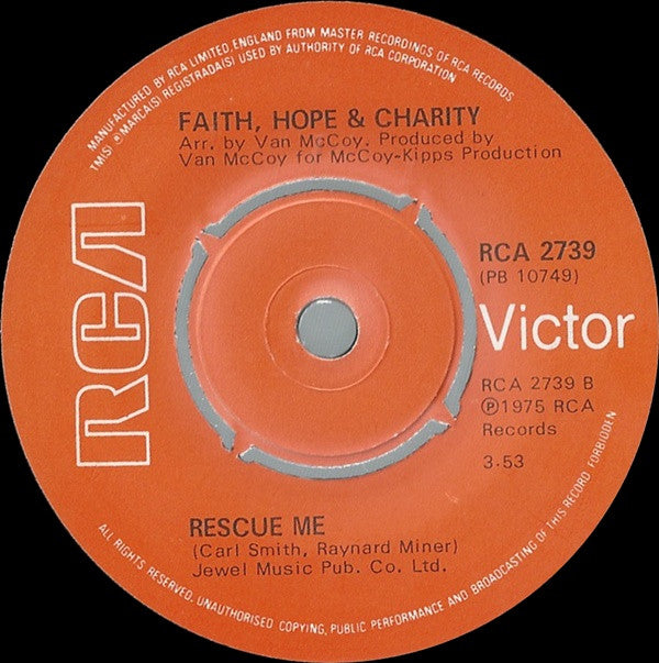 Faith, Hope & Charity : You're My Peace Of Mind (7")