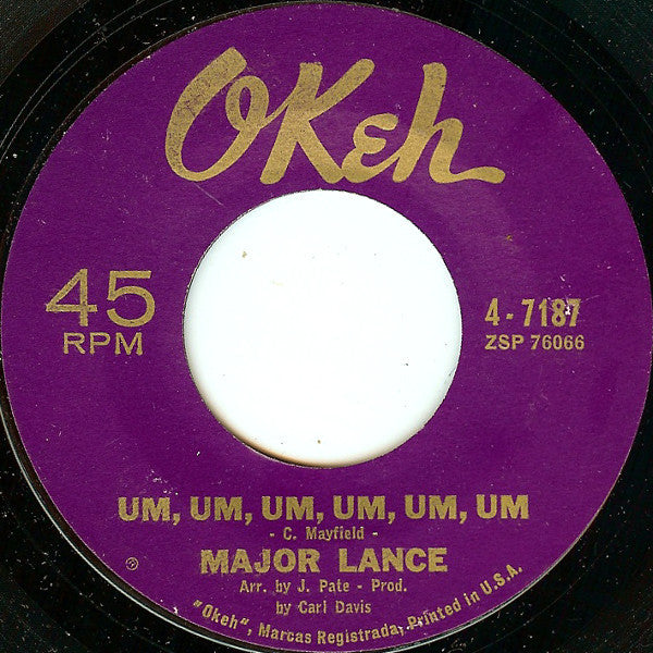 Major Lance : Um, Um, Um, Um, Um, Um (7", Single, Styrene, Ter)