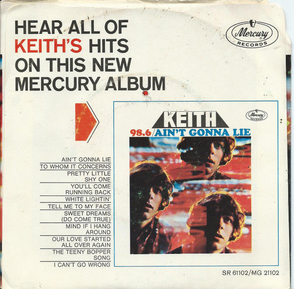 Keith (2) : Tell Me To My Face / Pretty Little Shy One (7", Styrene)