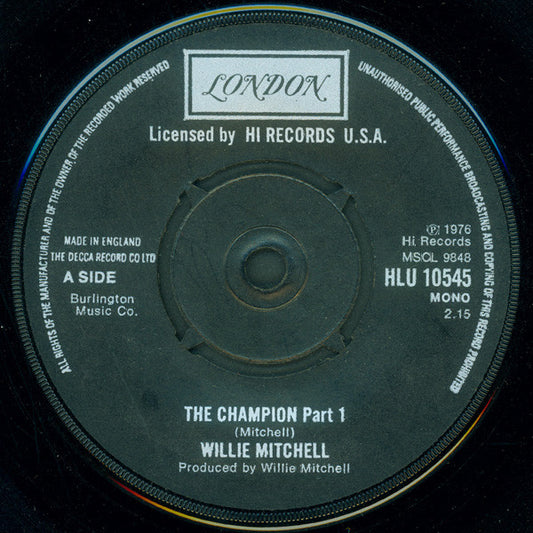Willie Mitchell : The Champion (7", Single, Mono)