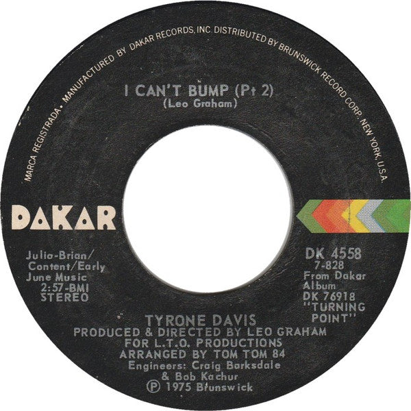 Tyrone Davis : Saving My Love For You / I Can't Bump (Pt 2) (7")