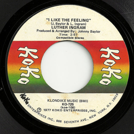 Luther Ingram : I Like The Feeling (7", Single, Styrene, She)