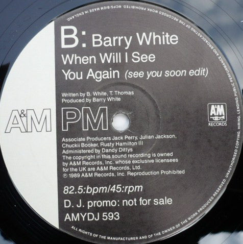 Barry White : When Will I See You Again (12", Promo)