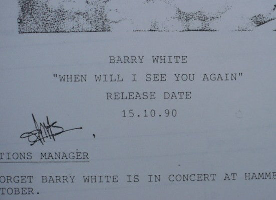 Barry White : When Will I See You Again (12", Promo)