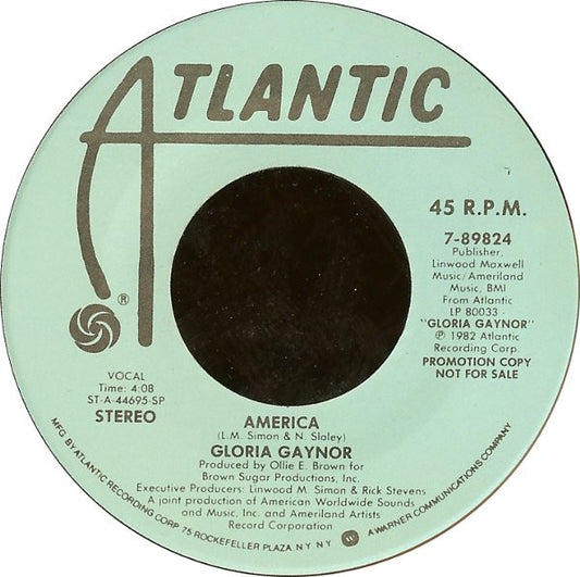 Gloria Gaynor : America (7", Promo)