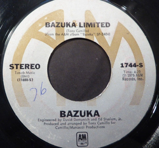 Tony Camillo's Bazuka : Love Explosion / Bazuka Limited (7", Single)