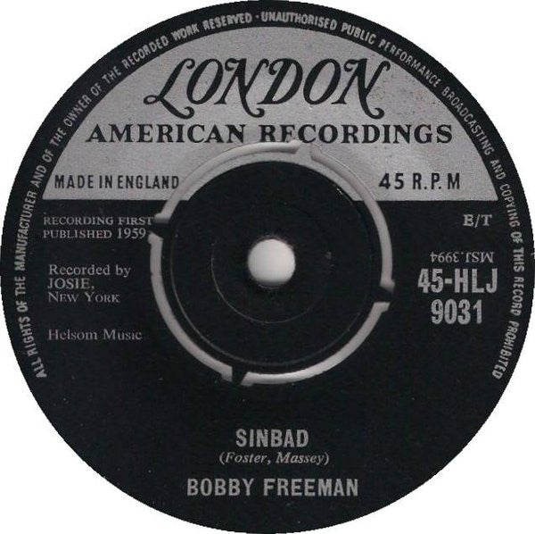 Bobby Freeman : Ebb Tide (The Sea) / Sinbad (7", Single)