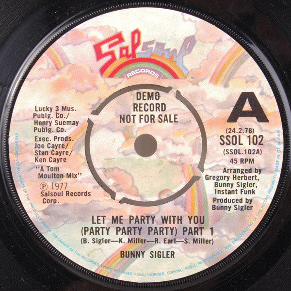 Bunny Sigler : Let Me Party With You (Party Party Party) (7", Promo)