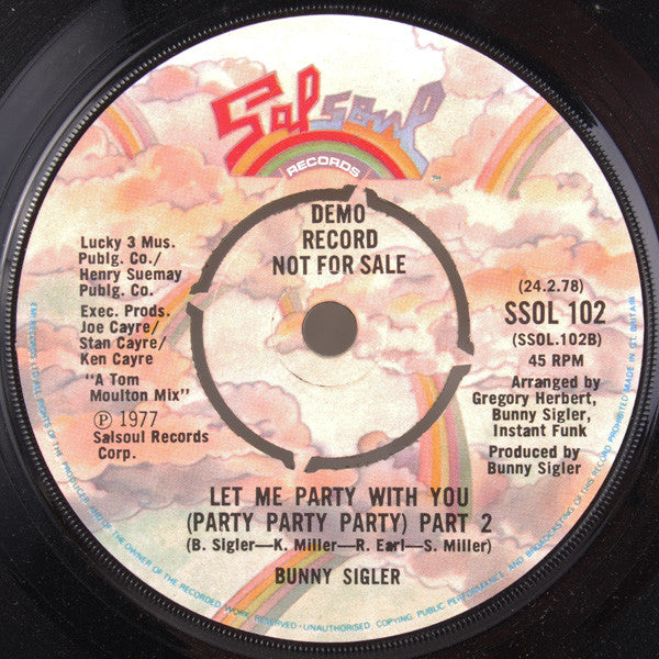 Bunny Sigler : Let Me Party With You (Party Party Party) (7", Promo)