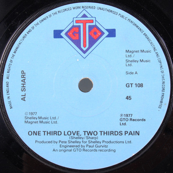 Al Sharp : One Third Love, Two Thirds Pain (7")