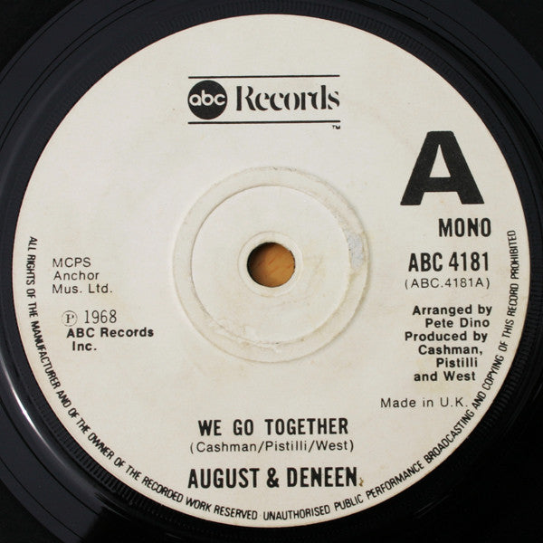 August & Deneen / The Reflections (2) : We Go Together / Like Adam And Eve (7", Single, Mono)