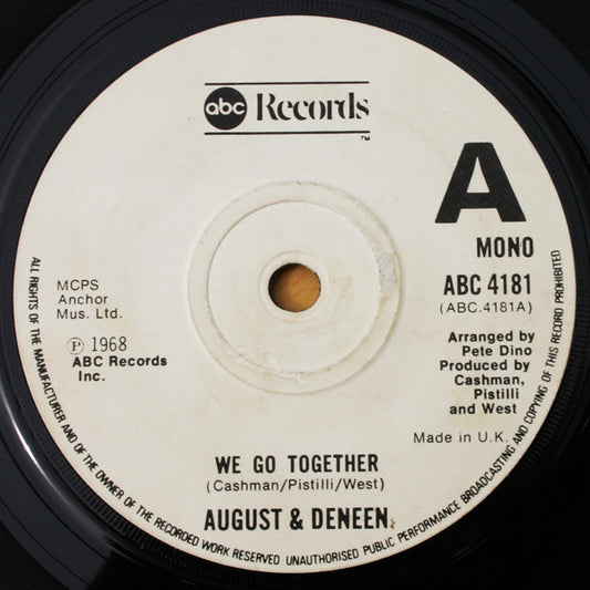 August & Deneen / The Reflections (2) : We Go Together / Like Adam And Eve (7", Single, Mono)