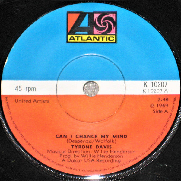 Tyrone Davis : Can I Change My Mind (7", Sol)