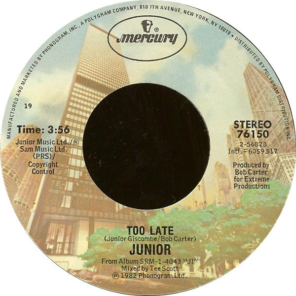 Junior (2) : Too Late (7", Styrene)