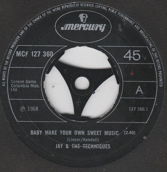 Jay & The Techniques : Baby Make Your Own Sweet Music (7", Single, RE)