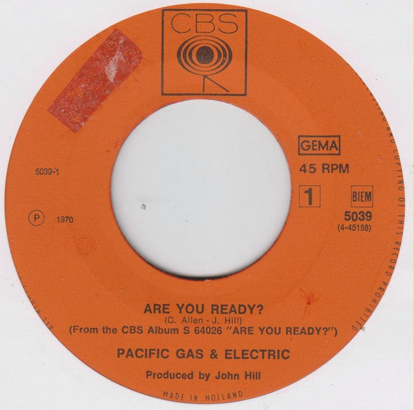 Pacific Gas & Electric : Are You Ready (7", Single)