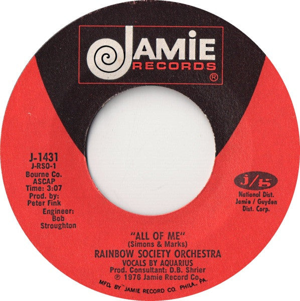 Rainbow Society Orchestra : All Of Me (7", Single)