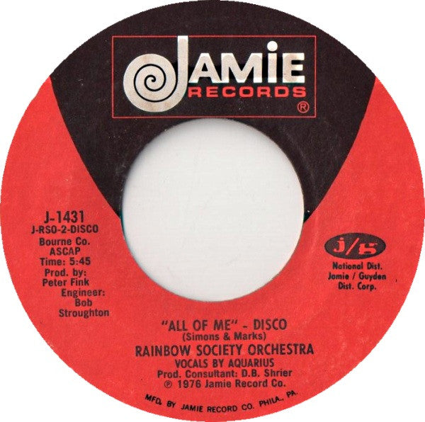 Rainbow Society Orchestra : All Of Me (7", Single)