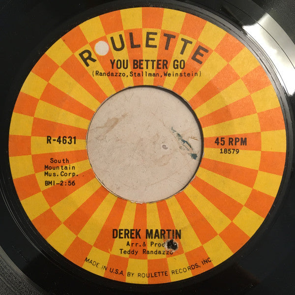 Derek Martin : You Better Go / You Know (7", Single)