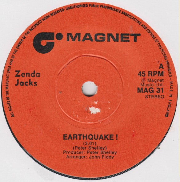 Zenda Jacks : Earthquake ! (7", Single)