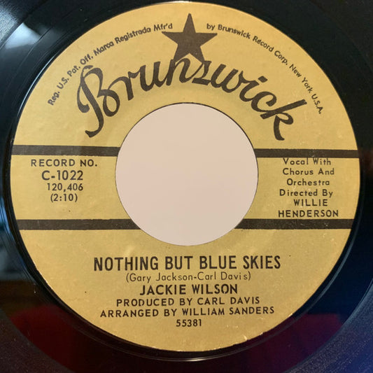 Jackie Wilson : Nothing But Blue Skies / I Get The Sweetest Feeling  (7", RE)