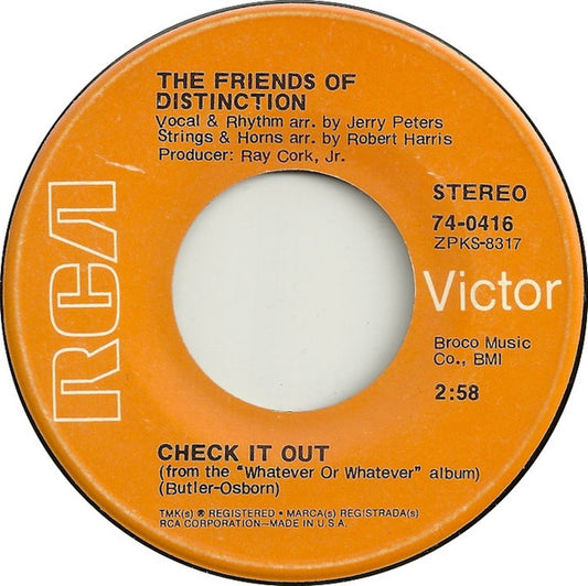 The Friends Of Distinction : I Need You / Check It Out  (7", Single)