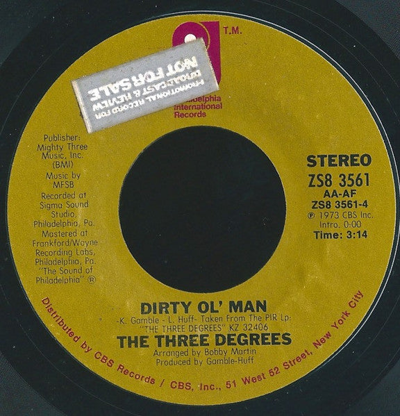 The Three Degrees : I Didn't Know / Dirty Ol' Man (7", Styrene)