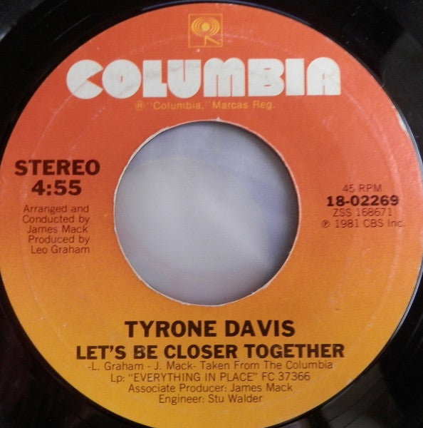 Tyrone Davis : Just My Luck (7")