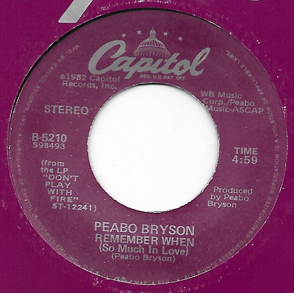 Peabo Bryson : Don't Play With Fire (7")