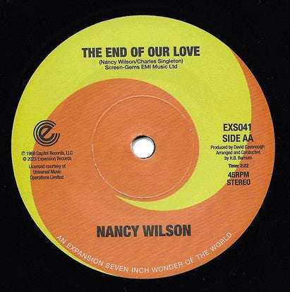 Nancy Wilson : Sunshine / The End Of Our Love (7", Promo)