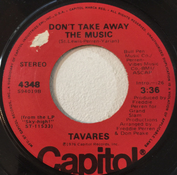 Tavares : Don't Take Away The Music (7", Single, Win)