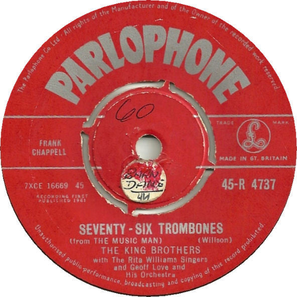 The King Brothers With The Rita Williams Singers And Geoff Love & His Orchestra : Seventy-Six Trombones / I Like Everybody (7", Single)