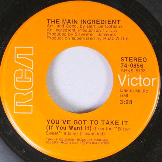 The Main Ingredient : You've Got To Take It (If You Want It) (7", Single, Ind)