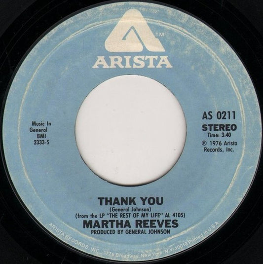 Martha Reeves : The Rest Of My Life / Thank You (7")