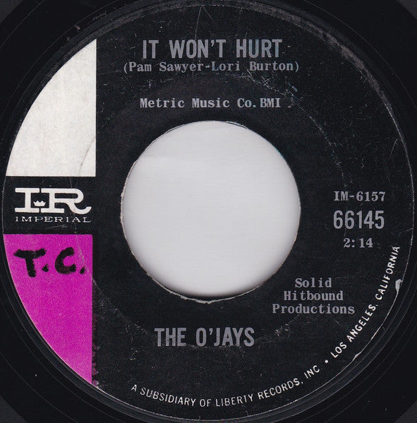 The O'Jays : I'll Never Let You Go / It Won't Hurt (7")