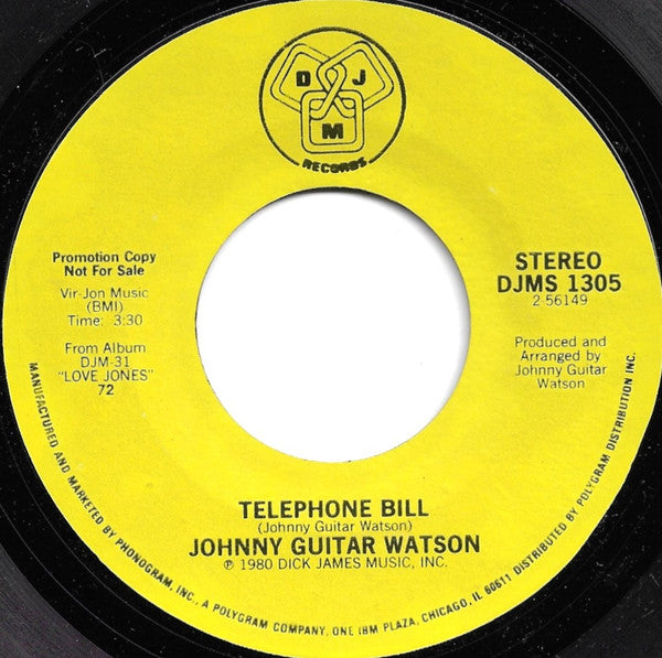 Johnny Guitar Watson : Telephone Bill (7", Promo)