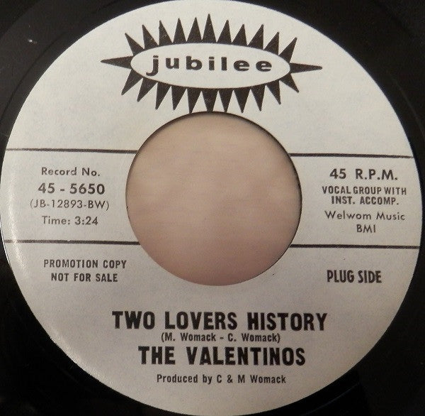 Valentinos : Two Lovers History / You've Got The Kind Of Love That's For Real (7", Promo)