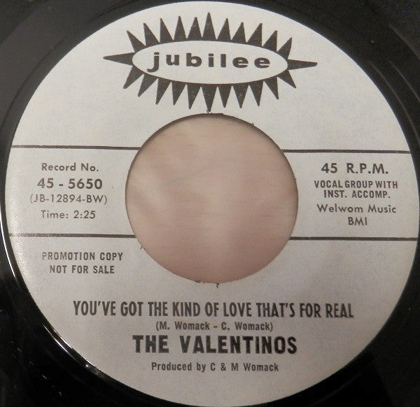 Valentinos : Two Lovers History / You've Got The Kind Of Love That's For Real (7", Promo)