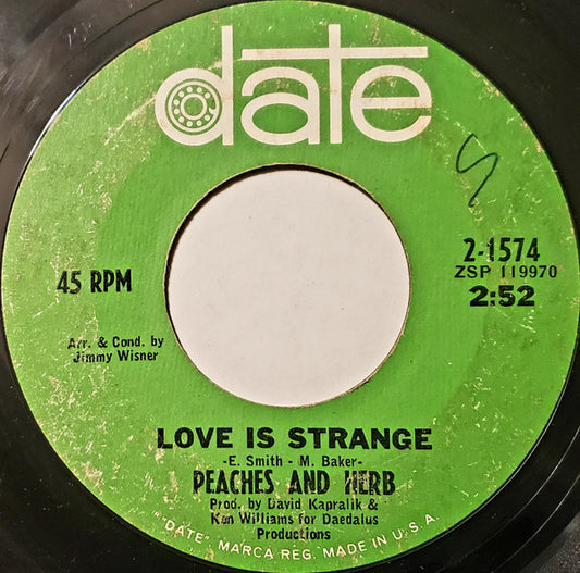 Peaches And Herb* : Love Is Strange / It's True I Love You (7", Single, Styrene, Ter)