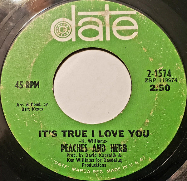 Peaches And Herb* : Love Is Strange / It's True I Love You (7", Single, Styrene, Ter)