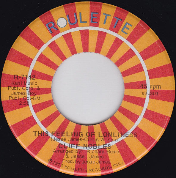 Cliff Nobles : This Feeling Of Lonliness (7")