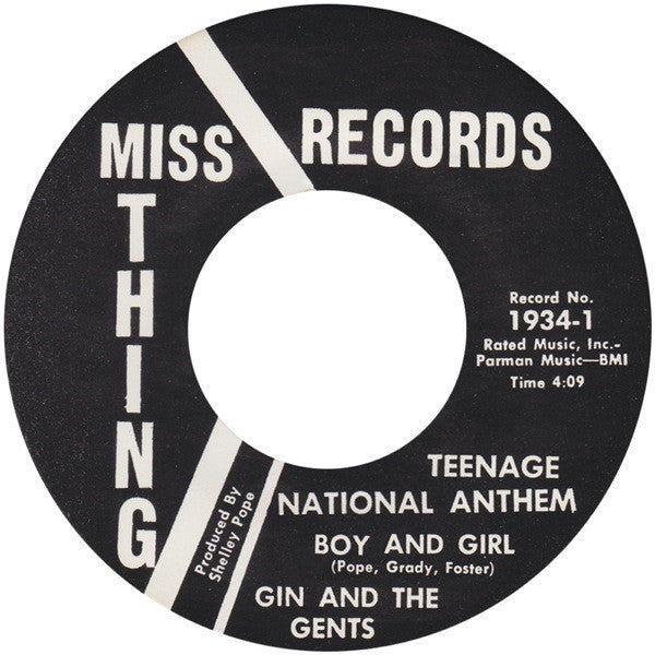 Gin And The Gents : Teenage National Anthem Boy And Girl (7")