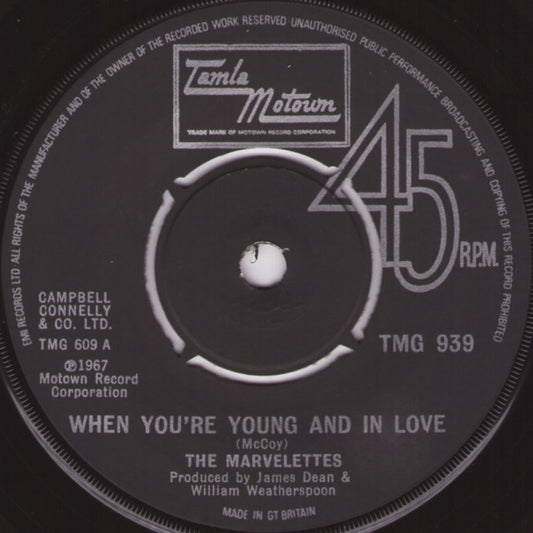 The Marvelettes : When You're Young And In Love (7", Mono, RE)