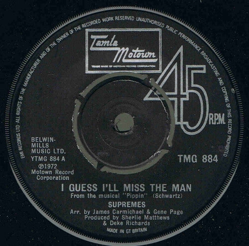 The Supremes : I Guess I'll Miss The Man (7", Single)