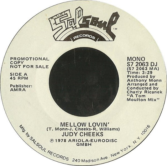 Judy Cheeks : Mellow Lovin' (7", Mono, Promo)