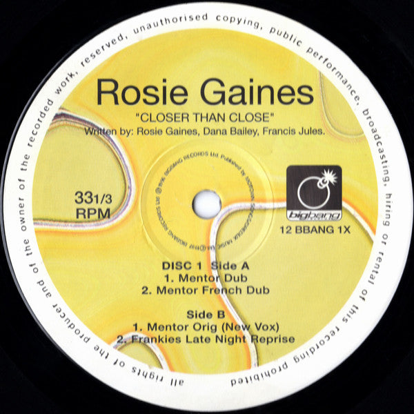 Rosie Gaines : Closer Than Close - Mixes (2x12")