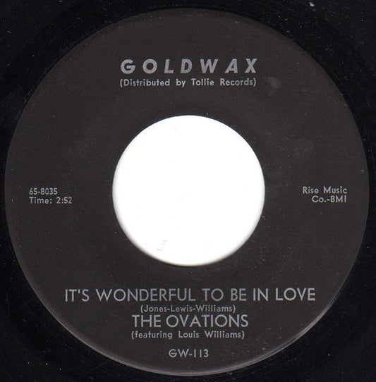 The Ovations : It's Wonderful To Be In Love / Dance Party (7", Single, Bla)